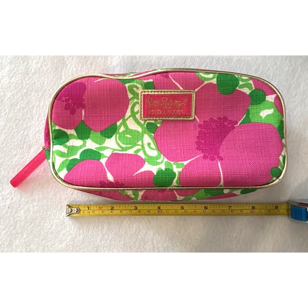 Lilly‎ Pulitzer For Estée Lauder Cosmetic Bag Pink Green Floral Travel Case